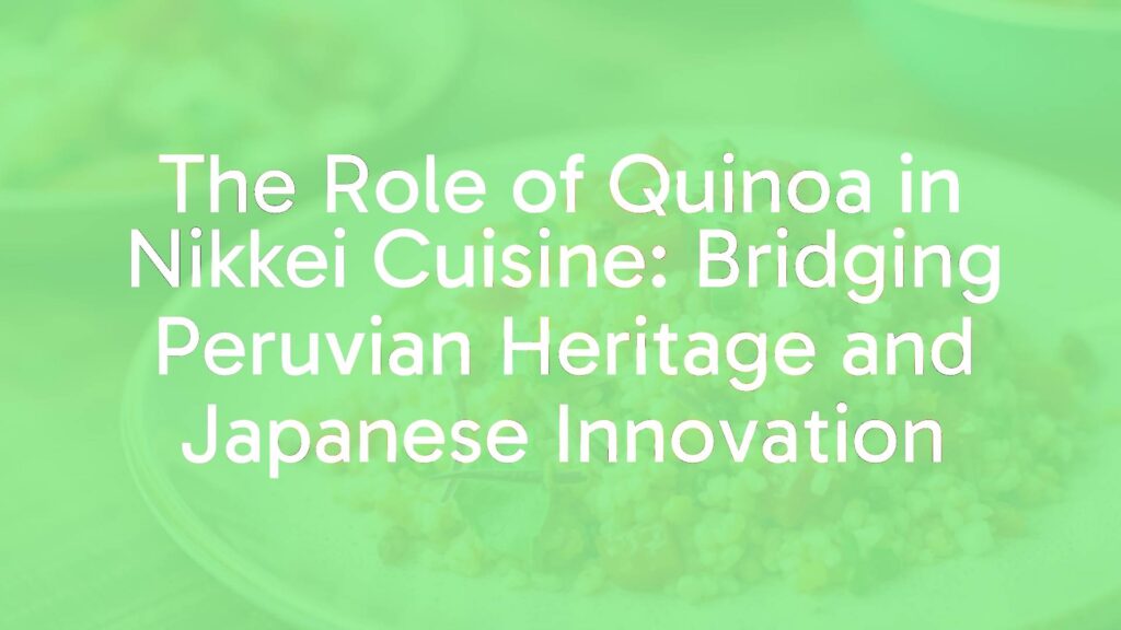 A vibrant plate of Nikkei cuisine featuring quinoa, Japanese and Peruvian ingredients, fusion food, colorful, realistic.