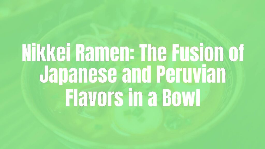 A steaming bowl of Nikkei ramen, vibrant Peruvian ingredients mixed with traditional Japanese ramen, rich broth, colorful toppings, fusion cuisine, cozy and inviting, realistic.